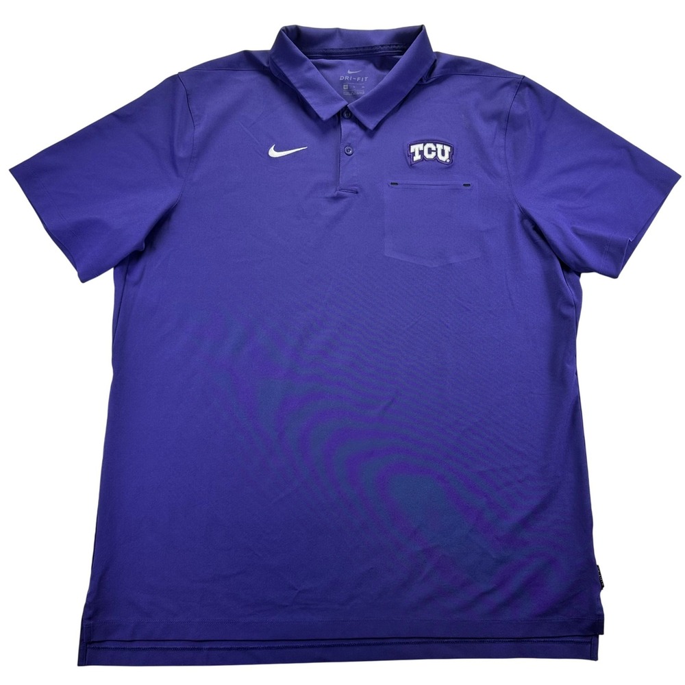 Nike On Field Dri-FIT TCU Horned Frogs Mens XL Purple Performance Polo Shirt